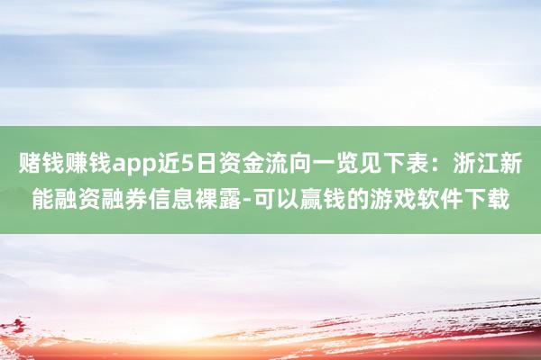 赌钱赚钱app近5日资金流向一览见下表：浙江新能融资融券信息裸露-可以赢钱的游戏软件下载